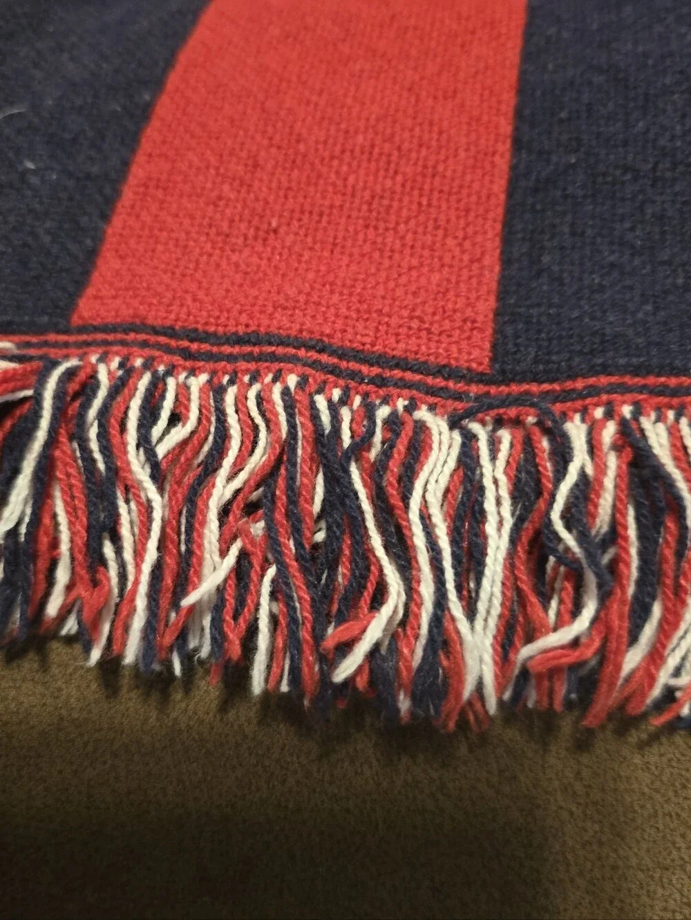 American Flag Throw Blanket - Red, White & Blue With Fringe Trim